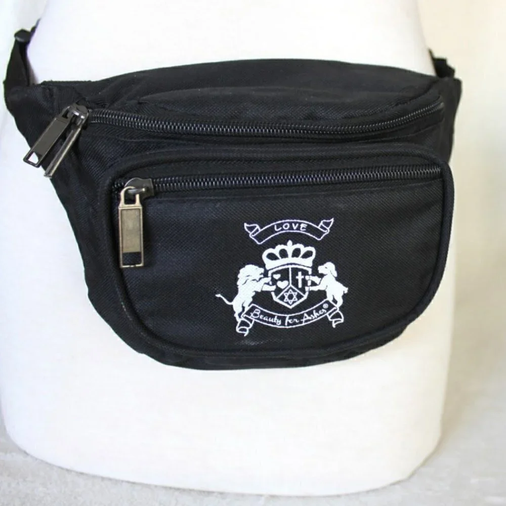 Black White Belt Beauty for Ashes® Logo Pouch Waist Hiking Sport Travel Pack Bag